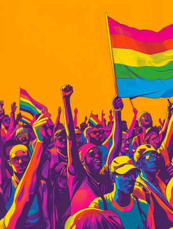 Colorful vibrant lgbt community pride celebration. Concept illustration on lgbt community.の素材