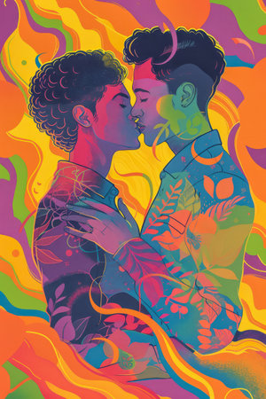 Colorful vibrant lgbt community pride celebration. Concept illustration on lgbt community.の素材