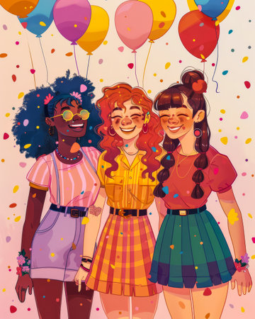 Colorful vibrant lgbt community pride celebration. Concept illustration on lgbt community.の素材