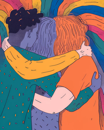 Colorful vibrant lgbt community pride celebration. Concept illustration on lgbt community.の素材