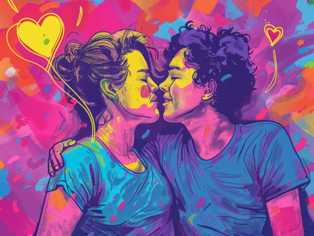 Colorful vibrant lgbt community pride celebration. Concept illustration on lgbt community.の素材