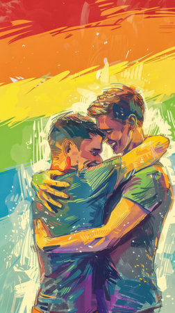 Colorful vibrant lgbt community pride celebration. Concept illustration on lgbt community.の素材