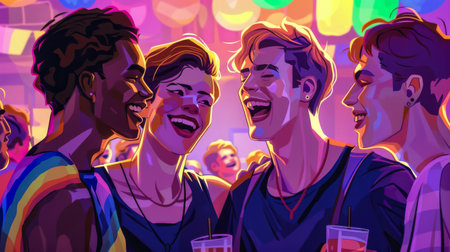 Colorful vibrant lgbt community pride celebration. Concept illustration on lgbt community.の素材