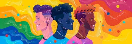 Colorful vibrant lgbt community pride celebration. Concept illustration on lgbt community.の素材