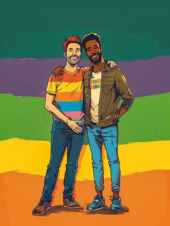 Colorful vibrant lgbt community pride celebration. Concept illustration on lgbt community.の素材