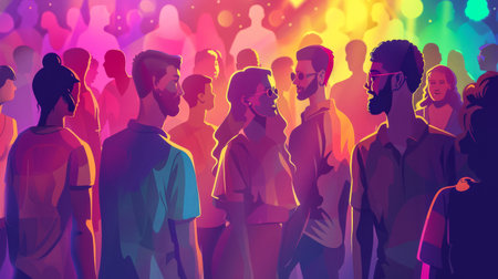 Colorful vibrant lgbt community pride celebration. Concept illustration on lgbt community.の素材