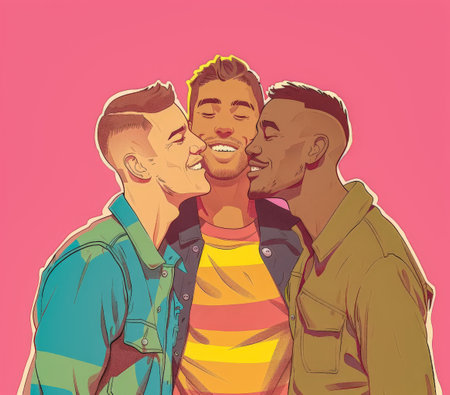 Colorful vibrant lgbt community pride celebration. Concept illustration on lgbt community.の素材