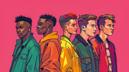 Colorful vibrant lgbt community pride celebration. Concept illustration on lgbt community.の素材