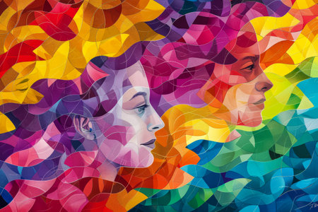 Colorful vibrant lgbt community pride celebration. Concept illustration on lgbt community.の素材