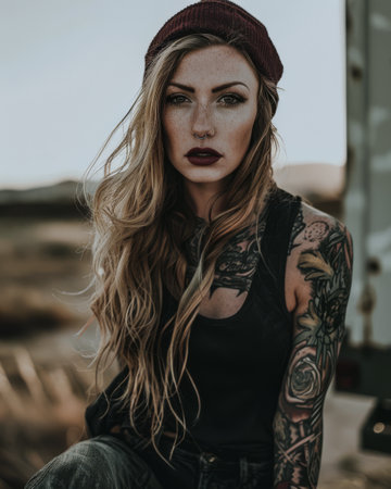 Young woman portrait with a modern twistの素材