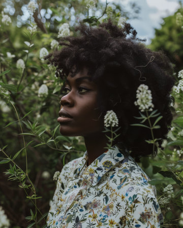 Young contemplative woman portraitの素材