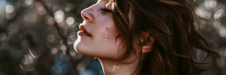 Young contemplative woman portraitの素材