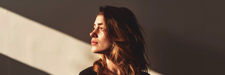 Young contemplative woman portraitの素材