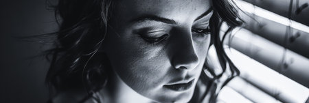 Young contemplative woman portraitの素材