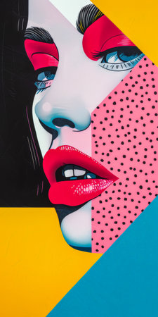 Vibrant retro pop art woman portraitの素材