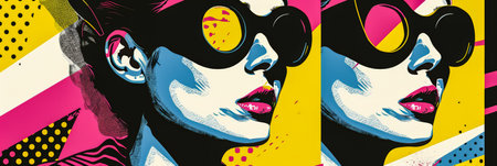 Vibrant retro pop art woman portraitの素材
