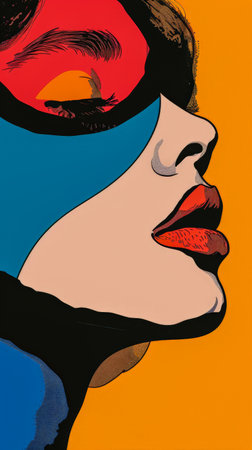 Vibrant retro pop art woman portraitの素材