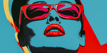 Vibrant retro pop art woman portraitの素材