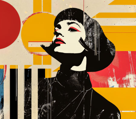 Vibrant retro pop art woman portraitの素材