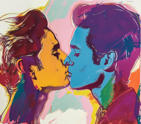 Colorful vibrant lgbt community pride celebration. Concept illustration on lgbt community.の素材