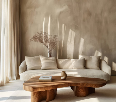 Contemporary minimalist living spaces based on a sofa compositionの素材