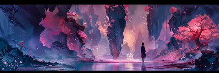 Vibrant asian young woman illustrationの素材