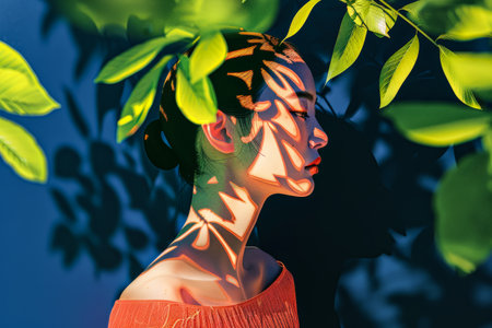 Vibrant woman illustration with floral decorの素材