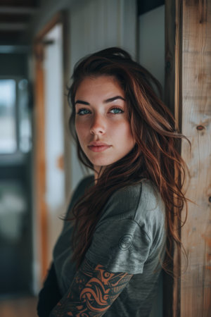 Young woman closeup portraitの素材