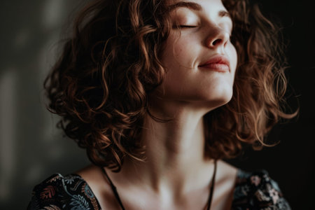 Young woman closeup portraitの素材