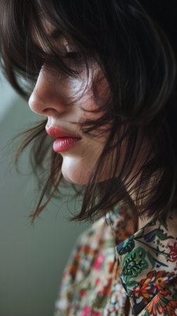 Young woman closeup portraitの素材