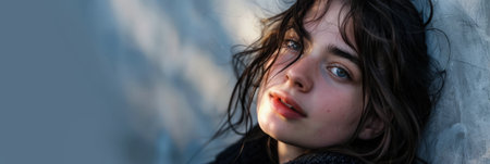 Young woman closeup portraitの素材