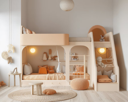 Minimalist kids room composition in beige colorsの素材