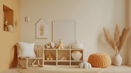 Minimalist kids room composition in beige colorsの素材