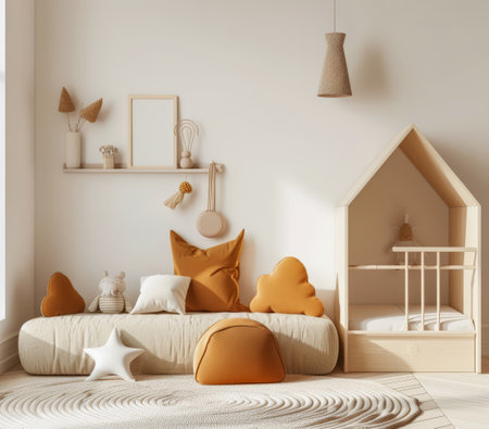 Minimalist kids room composition in beige colorsの素材