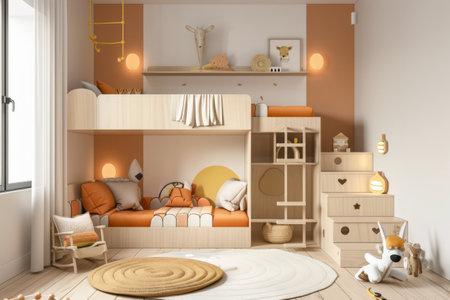 Minimalist kids room composition in beige colorsの素材