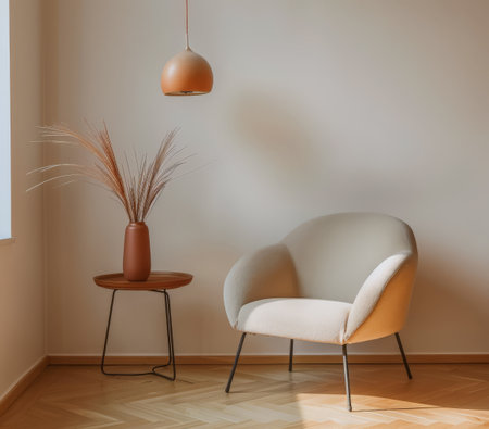 Minimalist home interior composition in clean colors.の素材