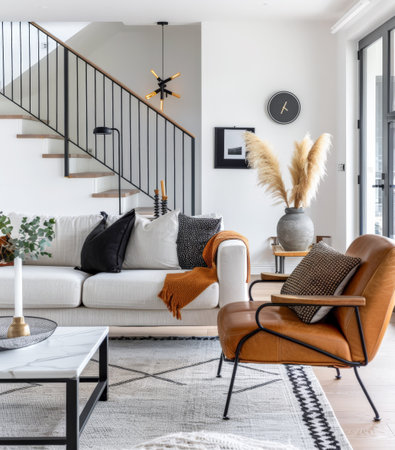 Elegant modern living room with chic home interior decorの素材