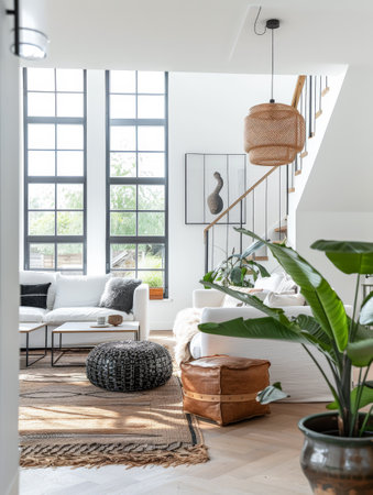 Elegant modern living room with chic home interior decorの素材