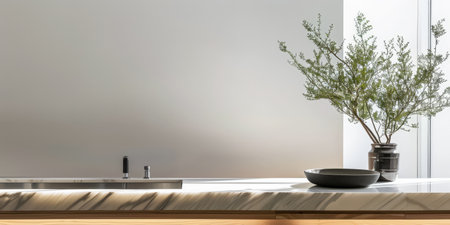 Modern interiors with natural light coming in from windows. Minimalist composition.の素材