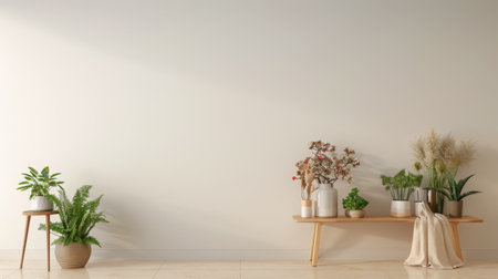 Minimalist serene interiors in earthy tones. Interior decor composition.の素材