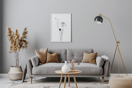Chic and modern interiors with minimalist decor and comfortable furnitureの素材