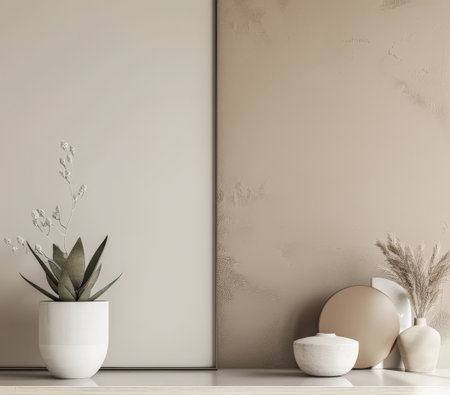 Minimalist and elegant modern interiors in neutral tones. Home decor composition.の素材