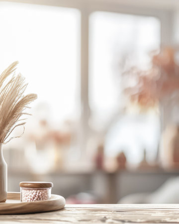 Minimalist tabletop arrangements in neutral tones. Home decor composition.の素材