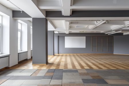 Empty room in grey color with natural window light. Interiors composition for home decorの素材
