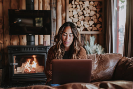 Young diverse woman in a day to day life scene at home.の素材