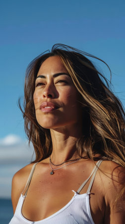 Young diverse woman lifestyle portrait.の素材