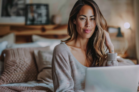 Young diverse woman in a day to day life scene at home.の素材