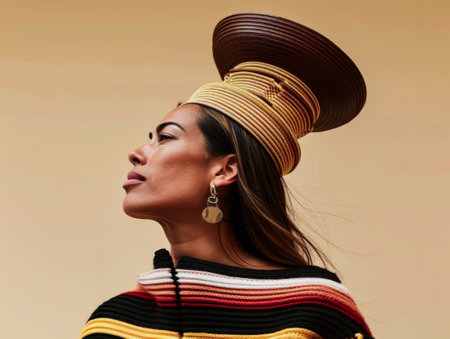 Diverse young woman portrait isolated on a bright copyspace background.の素材