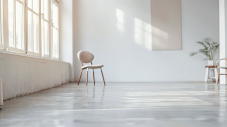 Serene empty interiors in clean tones and minimal furniture. Copyspace for customizationの素材