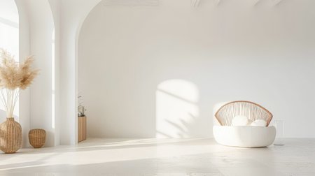 Elegant modern interiors in neutral tones with minimalistic decor. Interior design concept composition.の素材